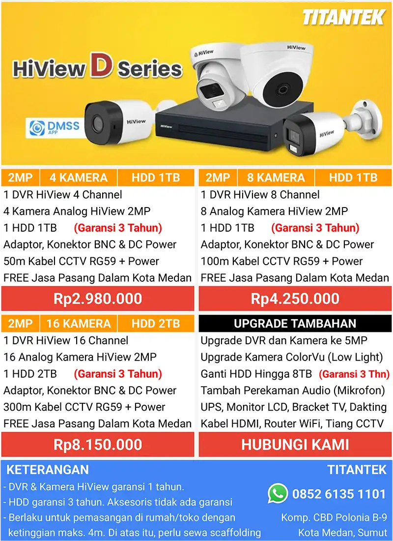 Harga Paket CCTV Analog HiView Medan - Titantek