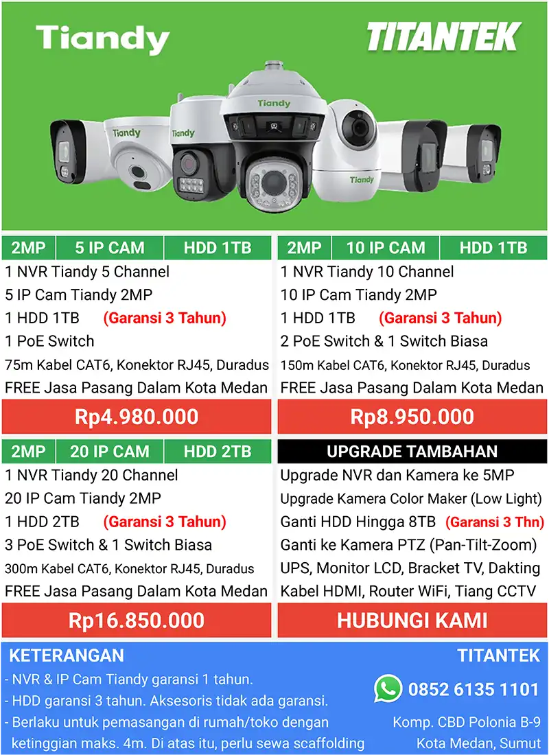 Harga Paket CCTV IP Camera Tiandy Medan - Titantek