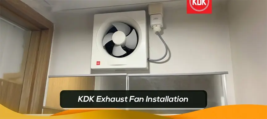 Exhaust fan KDK terpasang di dinding untuk sirkulasi udara ruangan